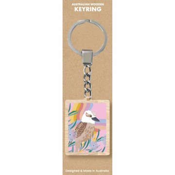 Wooden Keyring | Rainbow Kookaburra